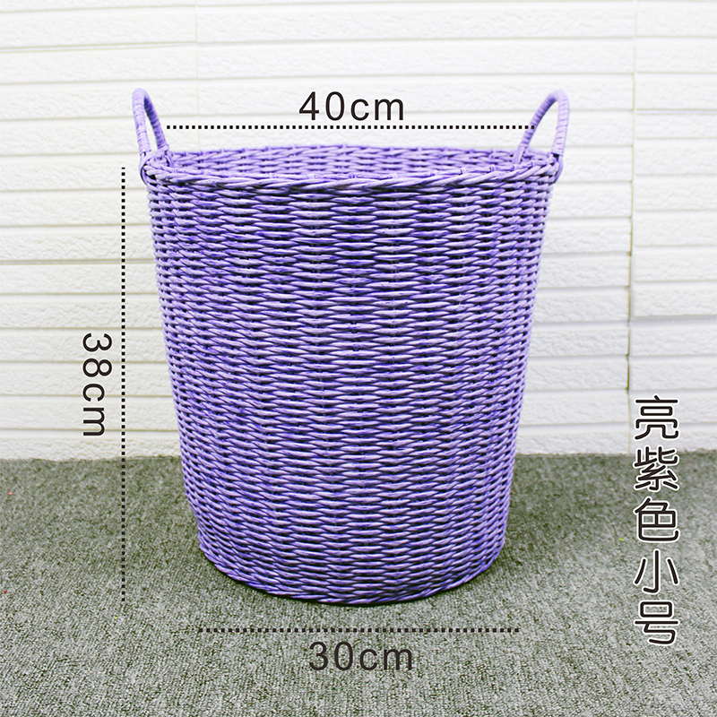脏衣篮放脏衣服的编织框衣物洗衣篮家用藤编大蓝篓玩具收纳筐娄桶 小号高38紫色