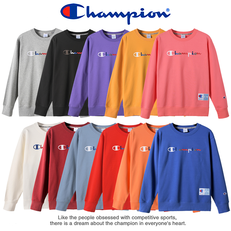 champion2020冠军卫衣女ins情侣装春季潮牌男士大标刺绣圆领运动卫衣