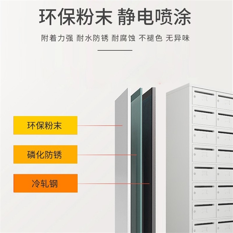 易企采 3门信报箱 钢制多门带锁文件信件收寄投递柜报纸箱高清大图
