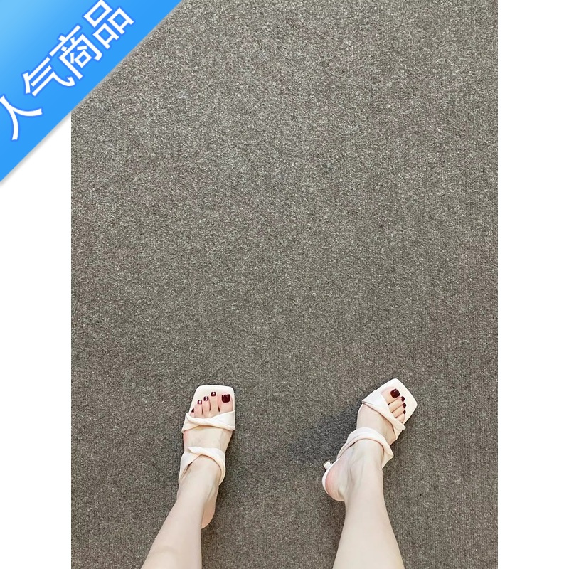 SUNTEKOM!绝美踩屎感高跟凉鞋女夏上脚舒服方头细跟一字带凉拖鞋外穿