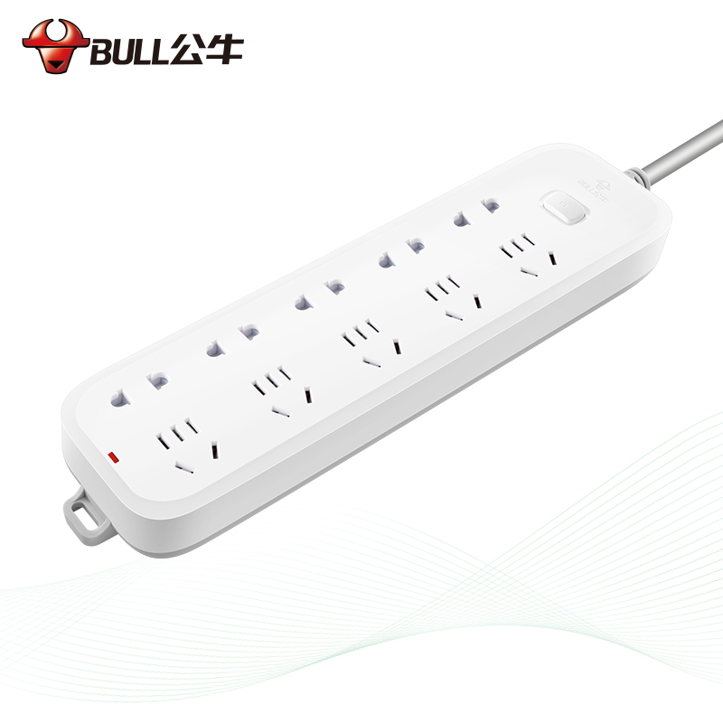 公牛(BULL)插座 GN-B5550新国标10插位总控开关全长1.8米 带保护门电源插座/接线板/拖线板