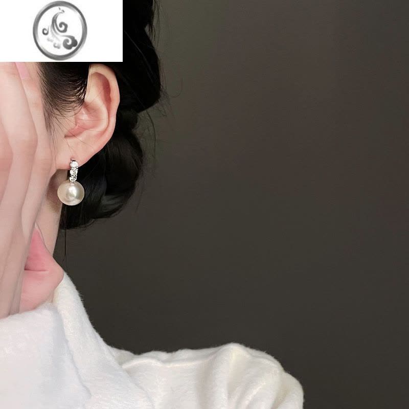 JiMi「是心动啊」施家澳白珍珠耳环蚊香盘耳夹无耳洞女耳钉小众耳饰图片