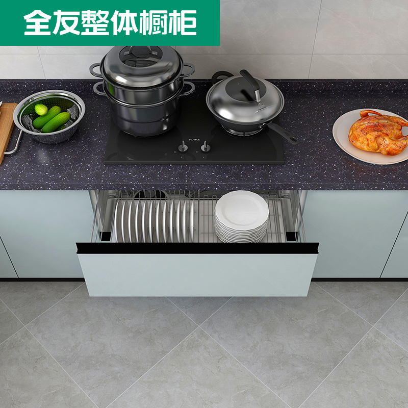 全友家居整体橱柜橱柜家用台面石英石现代简约开放式厨房设计定做