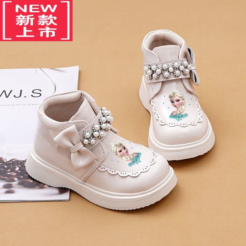 可莉允女童鞋儿童短靴2022秋冬新款宝宝小公主靴子玛丽珍单靴加绒图片