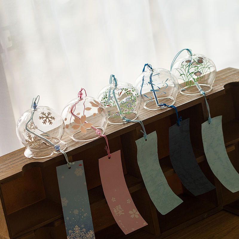 樱花 礼盒装 日本日式玻璃樱花风铃创意古风卧室可爱挂饰门饰女生铃铛