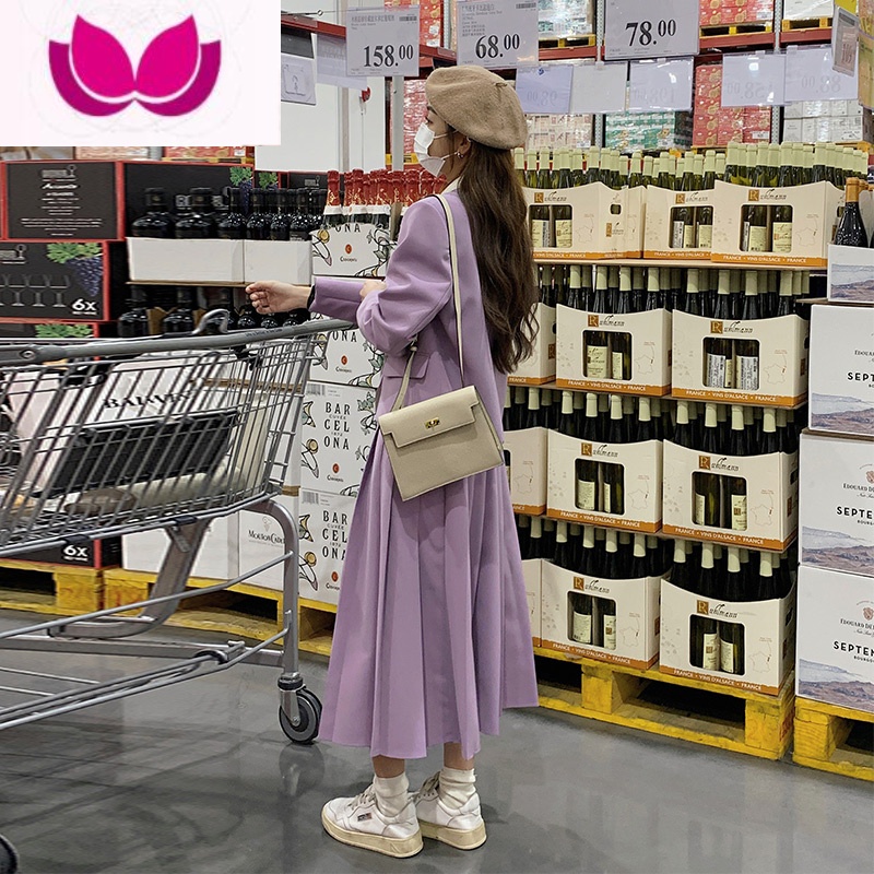 七斓西装配半身裙套女春季2023新款韩版洋气设计感西服百褶裙套装 L 紫色新款面料升级版