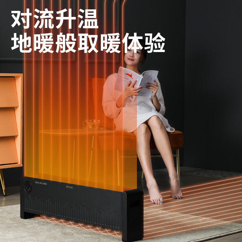 先锋(SINGFUN)石墨烯踢脚线取暖器家用暖风机节能省电整屋升温IPX4级防水居浴两用移动地暖DTJ-T10RPRO高清大图