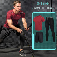 健身服男健身套装春夏跑步套装健身房运动紧身衣速干裤篮球训练服