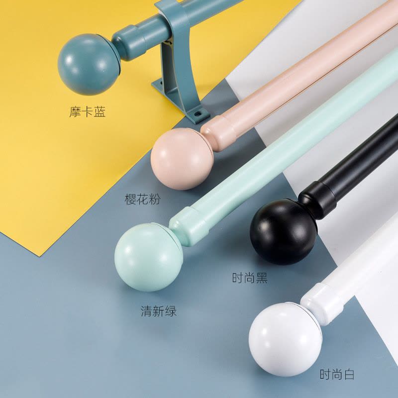 添福运 罗马杆窗帘杆加厚铝合金窗帘杆黑色白色罗马杆单杆双杆窗帘轨道单杆窗帘杆子支架侧装顶装窗帘支撑杆图片