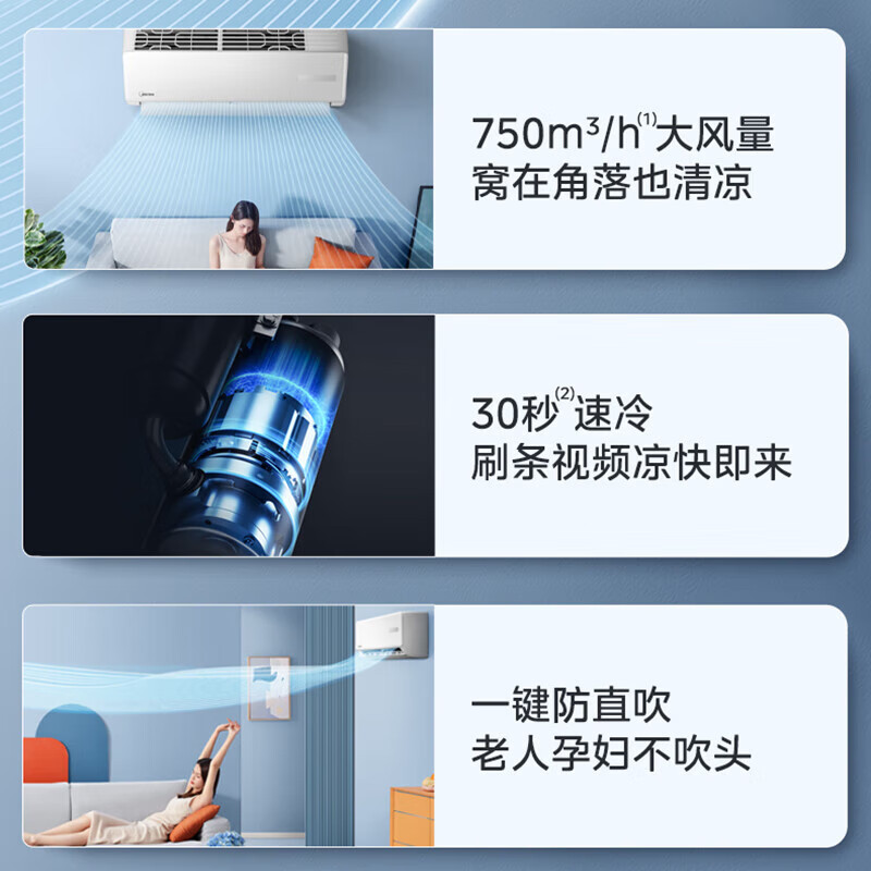 美的酷省电Pro空调家用一级卧室1.5匹2匹官方变频冷暖正品大挂机高清大图