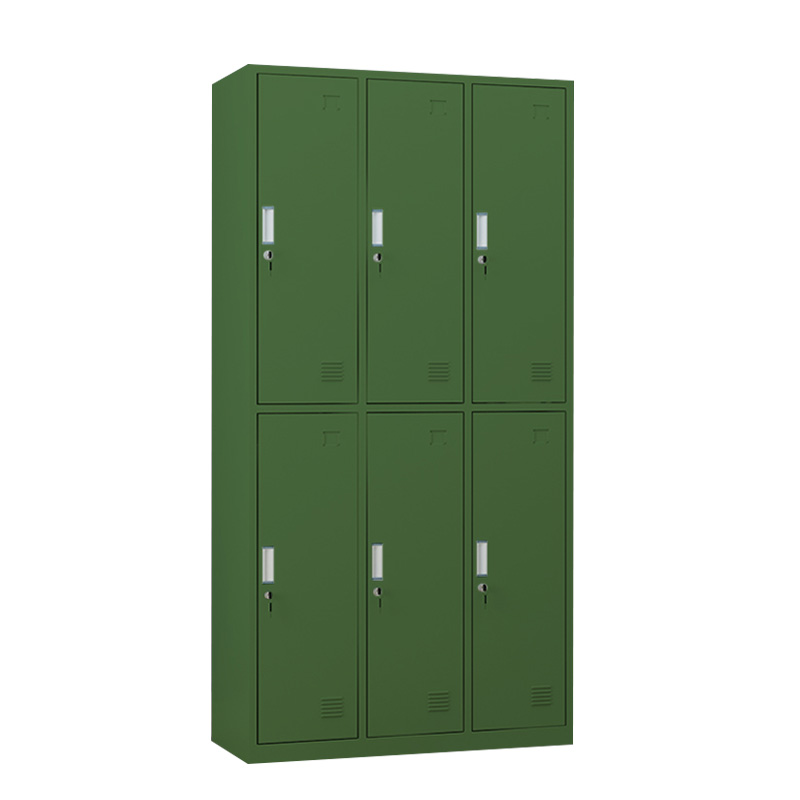 湘渭铁皮更衣柜宿舍储物柜钢制内务柜制式绿皮衣帽柜绿色6门更衣高清大图