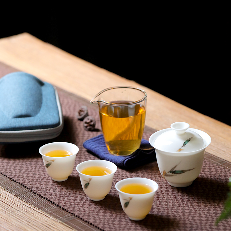 言艺(yanyi) 旅行茶具套装便携式包快客杯一壶三杯户外 青竹轩旅行茶具高清大图