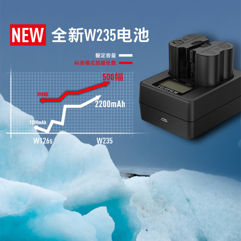 FUJIFILM/富士 BC-W235原装充电器双座充 适配X-S20原装NP-W235电池 X-H2 H2s XT5高清大图