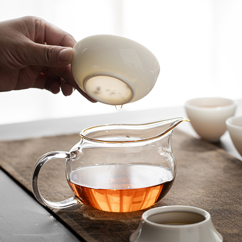 苏氏陶瓷(SUSHI CERAMICS)茶漏羊脂玉全白瓷一体茶滤网滤茶器创意茶隔功夫茶具配件