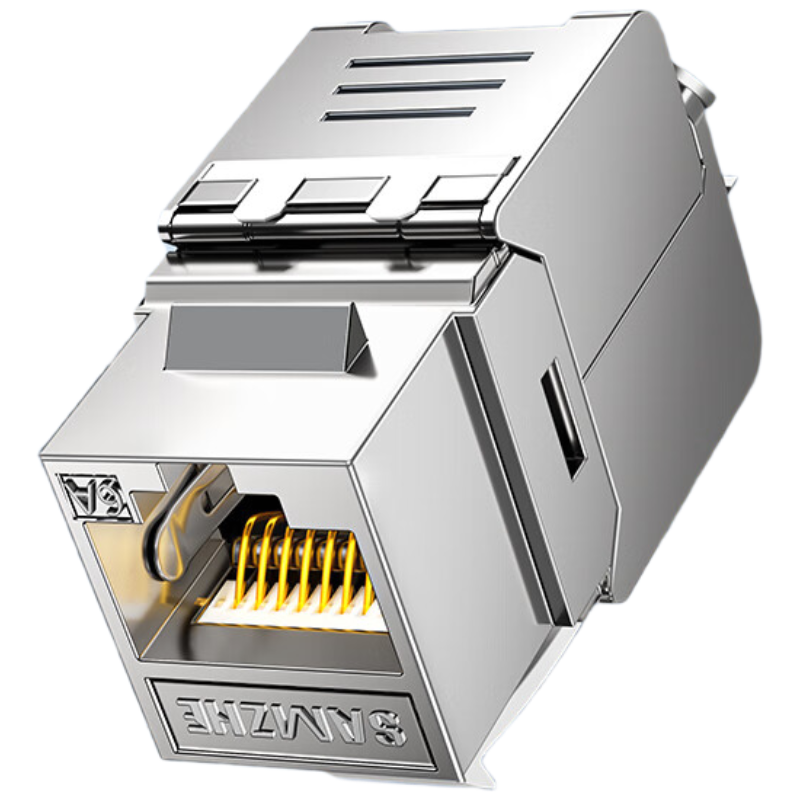 山泽超六类网络模块 CAT6A万兆屏蔽免打模块 RJ45水晶头母座电脑网线插座面板50U镀连接头直通头 PMC6A