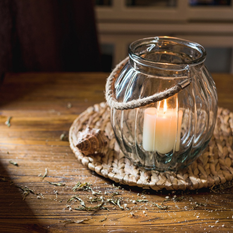 家柏饰(CORATED)美式乡村玻璃风灯烛台庭院花园装饰灯灯笼灯饰手工麻编 D风灯不含蜡烛高清大图