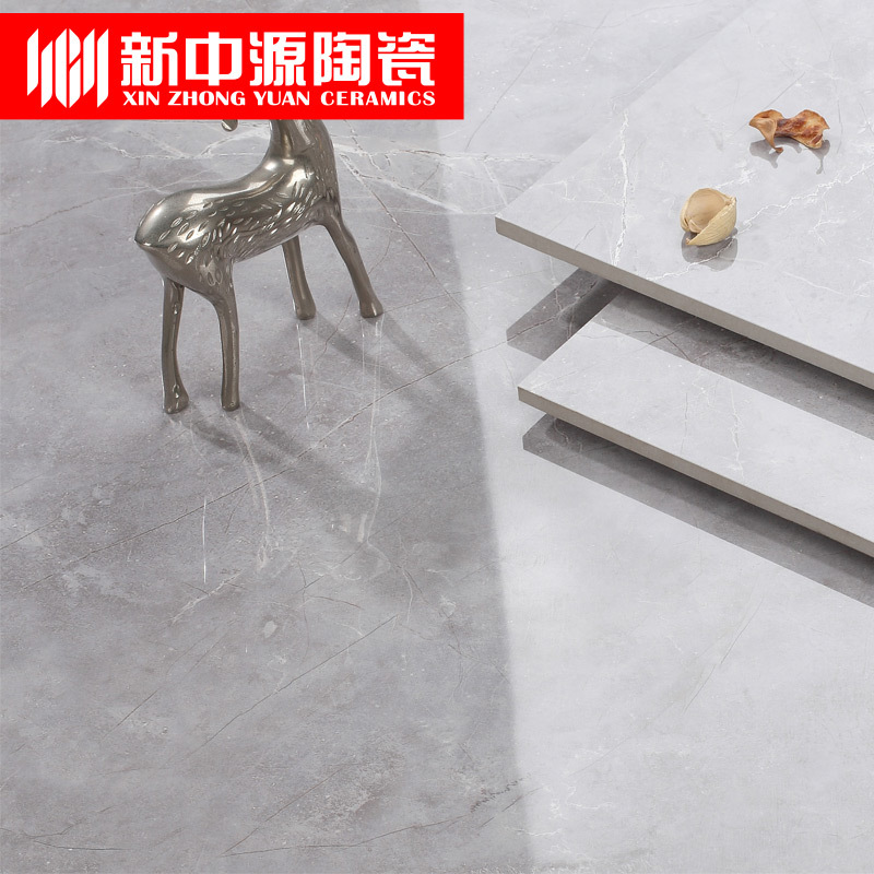 新中源陶瓷客厅瓷砖地砖800x800灰色现代北欧仿大理石防滑地板砖8085