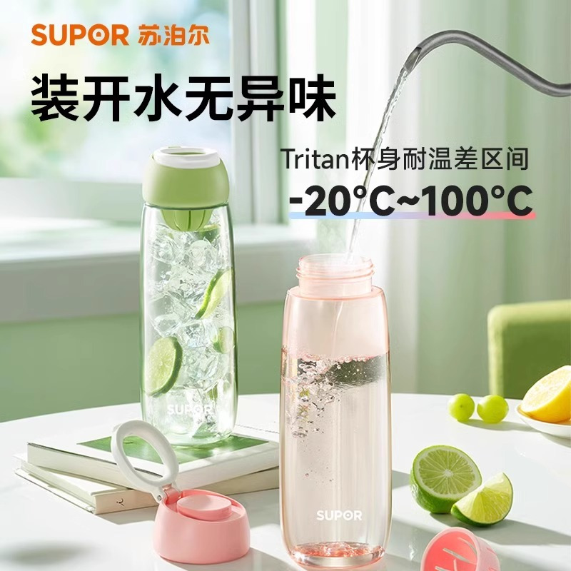 苏泊尔水杯夏季高颜值便携运动学生耐高温塑料杯子吸管杯子大容量男女生夏运动学生高颜值便携tritan随行KCP61LR10