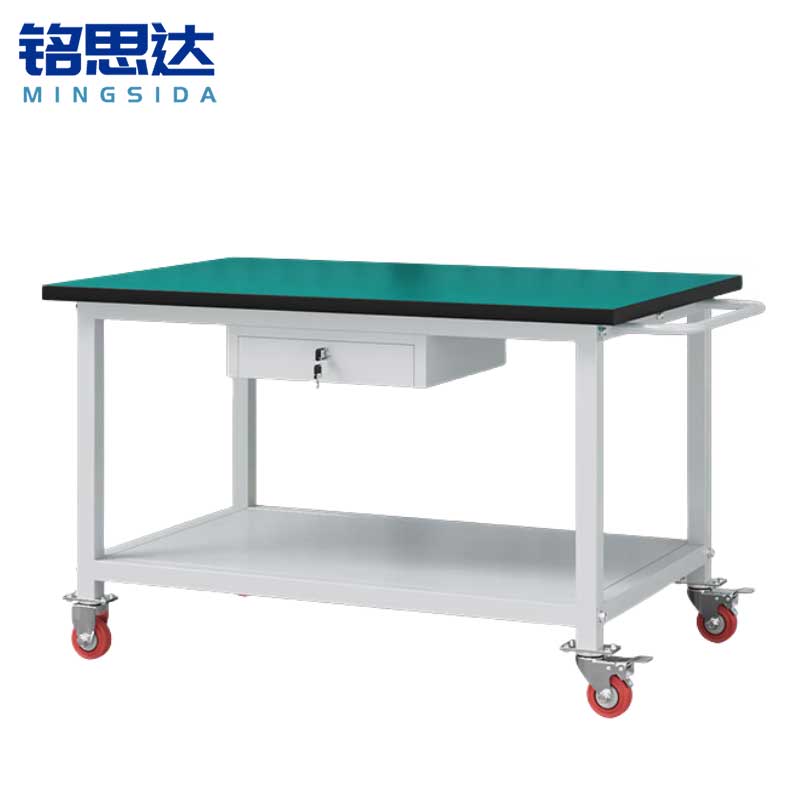 铭思达轻型防静电工作台双层120*80*75cm(带轮)张高清大图