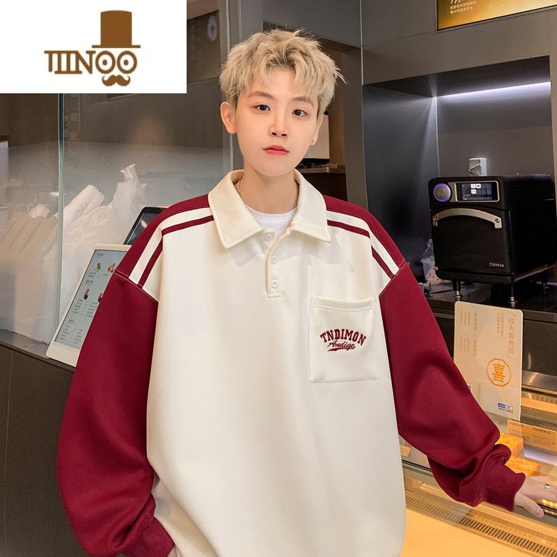 YANXU感卫衣男外套潮牌2023新款痞帅上衣早秋翻领大学生帅气高清大图