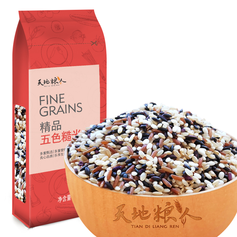 天地粮人 精品五色糙米 350g*3营养美味