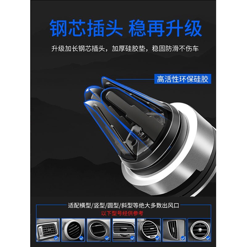 洛克(ROCK)车载手机支架 出风口车载支架适用4到6英寸汽车手机支架树脂版深空灰
