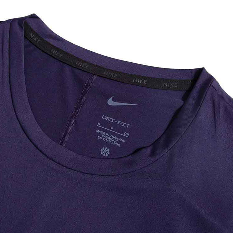 Nike Logo印花健身训练短袖健身衣 女款 深蓝色 FB4697-555