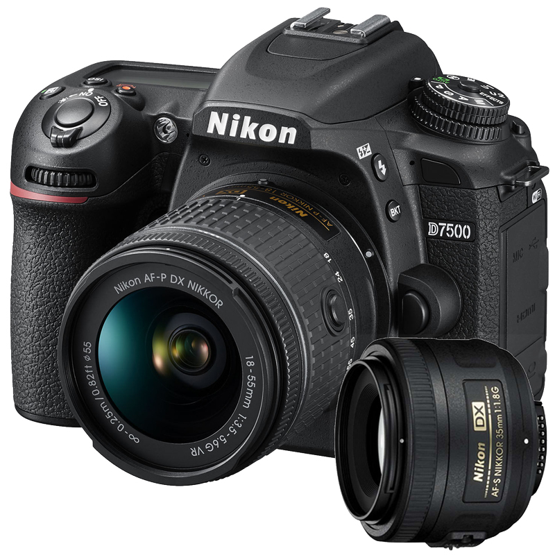 尼康(Nikon) D7500(18-55mm+35mm F1.8G)数码单反相机 双镜头套装 约2088万像素