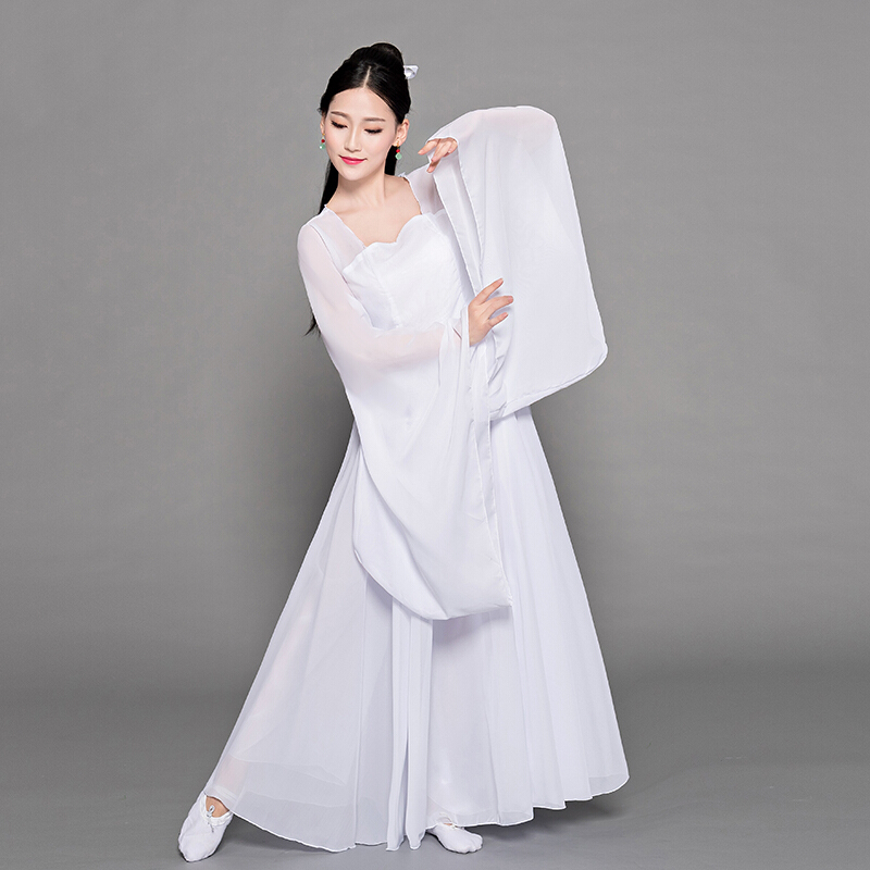 古典舞演出服女飘逸中国风清新淡雅舞蹈套装古装汉服襦裙服装yy