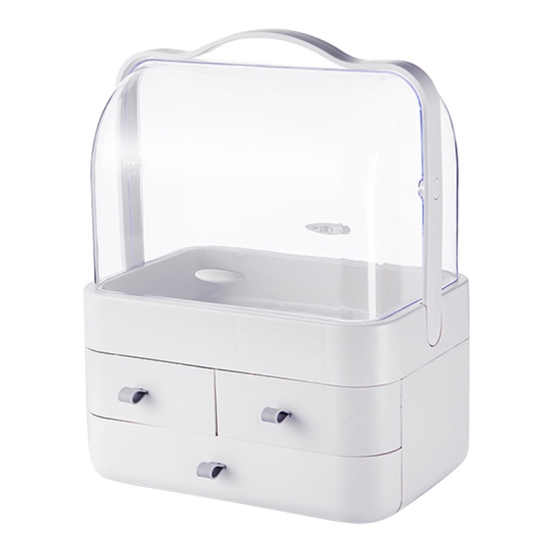 防尘化妆品收纳盒梳妆台收纳架 桌面塑料护肤品面膜置物架 方形款大号