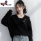语娄2-300斤正肩卫衣女2023新款刺绣薄款娃娃领显瘦上衣胖mm