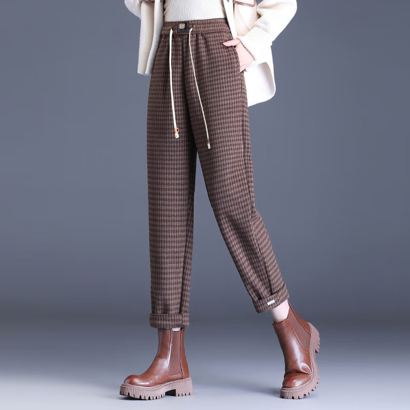 dafy品牌秋冬新款羊毛呢靴裤高腰气质时尚舒适保暖哈伦裤减龄休闲裤