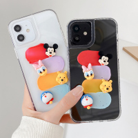 ASPOR立体卡通奶油涂鸦滴胶款手机保护壳iPhone11/12系列Pro/max创意可爱透明软壳防摔防滑孔位精准