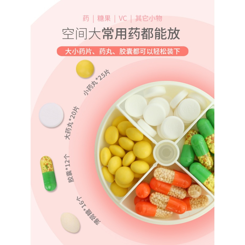 药盒便携药丸收纳盒小维生素盒子日本分药盒随身药片 药品分装盒