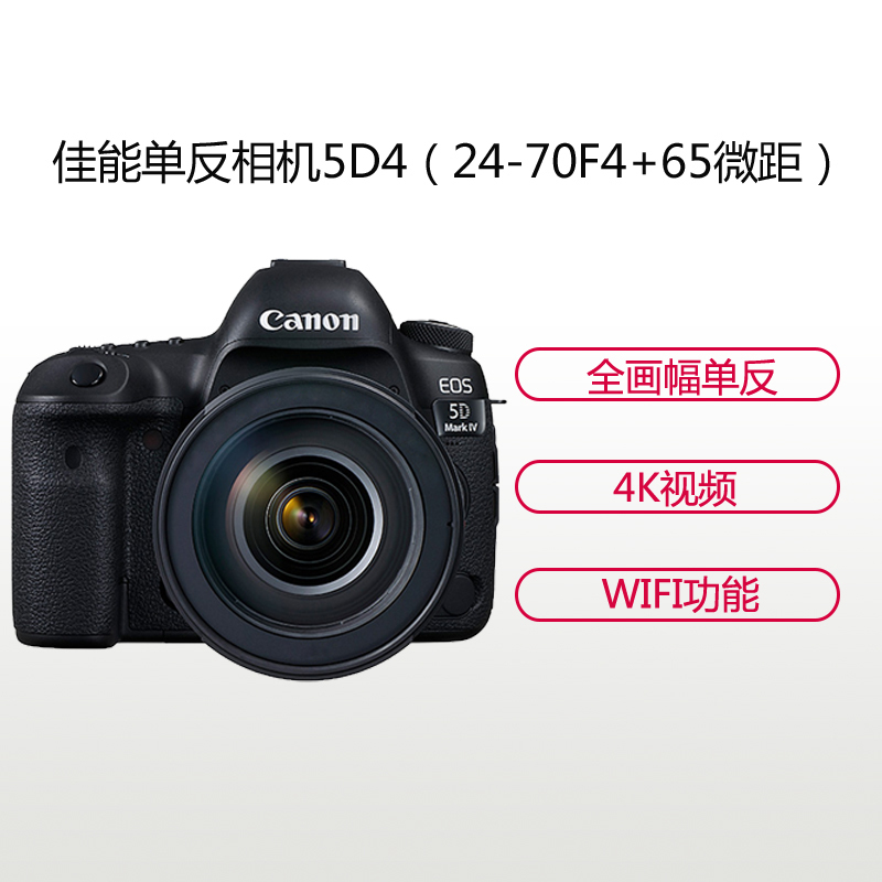 佳能(Canon) EOS 5D4（24-70F4+65微距+配件套装） 数码单反相机 双镜头套装 约3040万像素