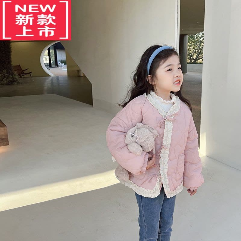 可莉允女童加绒棉服2022冬季新款儿童甜美外套宝宝加厚保暖上衣潮图片