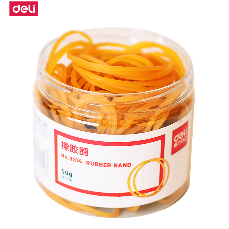 得力(deli)3214橡胶圈乳胶圈皮筋财务用品橡皮筋办公用品文具 50g/筒 10筒装