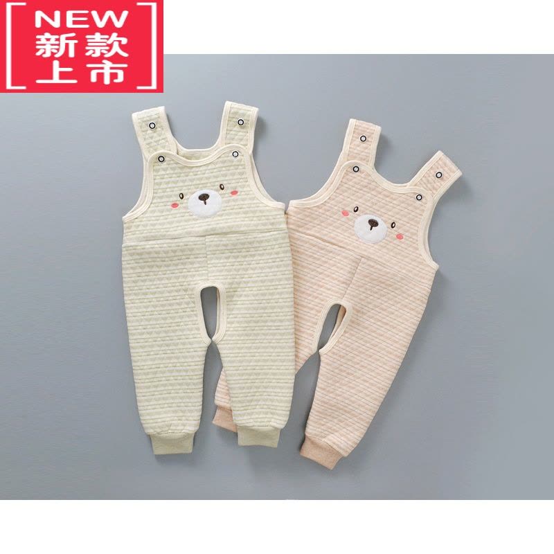 可莉允宝宝背带裤保暖内衣儿童加厚秋衣秋裤婴儿彩棉套装0-1岁2夹棉保暖裤图片