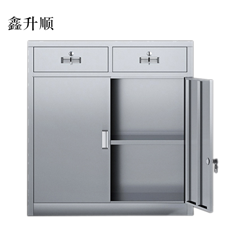 鑫升顺室文件柜不锈钢柜子储物柜资料柜档案柜带锁文件柜304二斗下节[工厂现做 7天内发货]