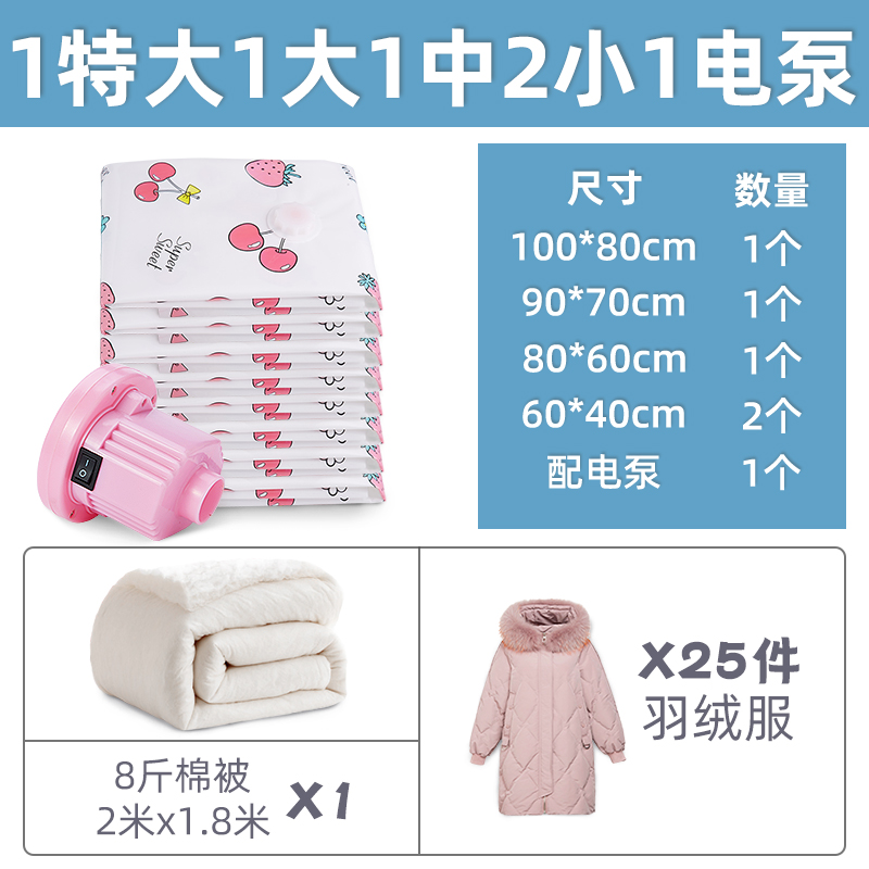 三维工匠压缩袋电动抽气泵收纳袋旅行衣服衣物整理被子棉电动电泵收纳袋 三维 [A套装]电泵6件套 大号(100*80储物箱高清大图