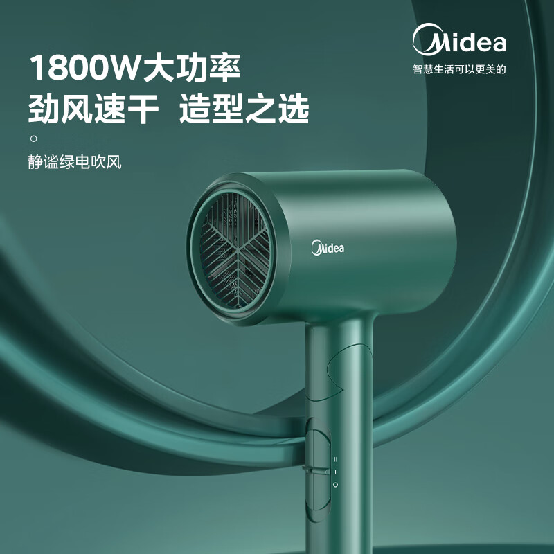 美的电吹风负离子吹风机家用大风力电风筒速干可折叠便携风筒FT1高清大图