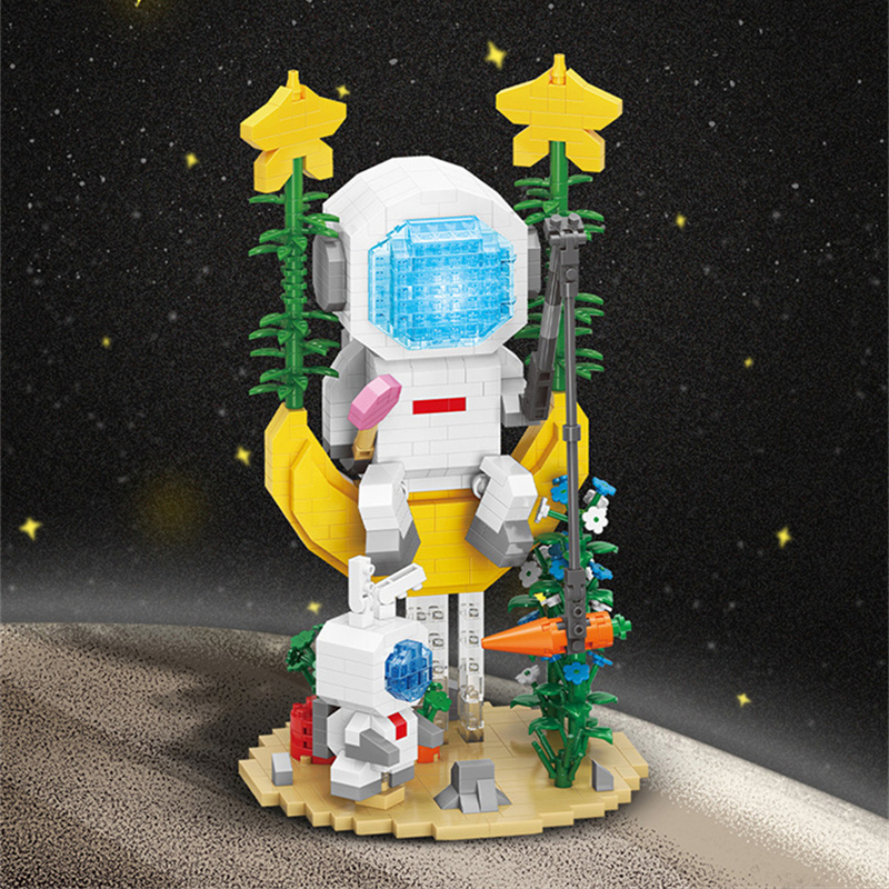 太空人系列热气球宇航员遨游太空者小颗粒拼装积木玩具创意桌面摆件送男孩女孩节日礼物高清大图