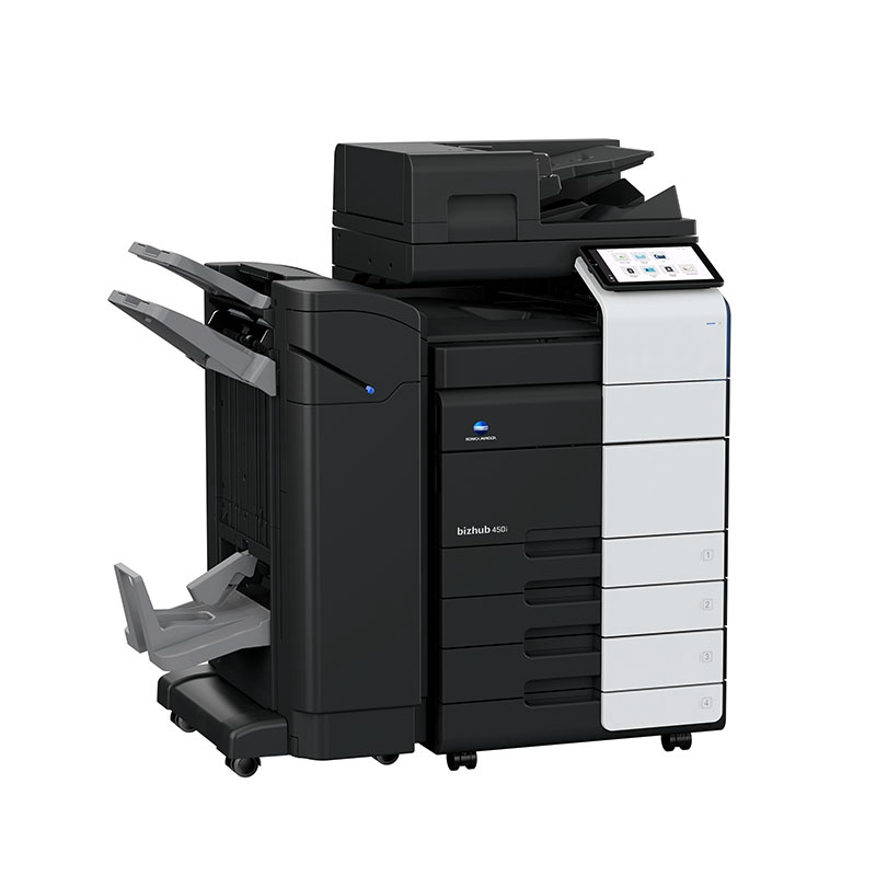 柯尼卡美能达Bizhub 450i A3黑白多功能复合机 双面同步扫描输稿器 双面单元 四纸盒 排纸装订处理器高清大图