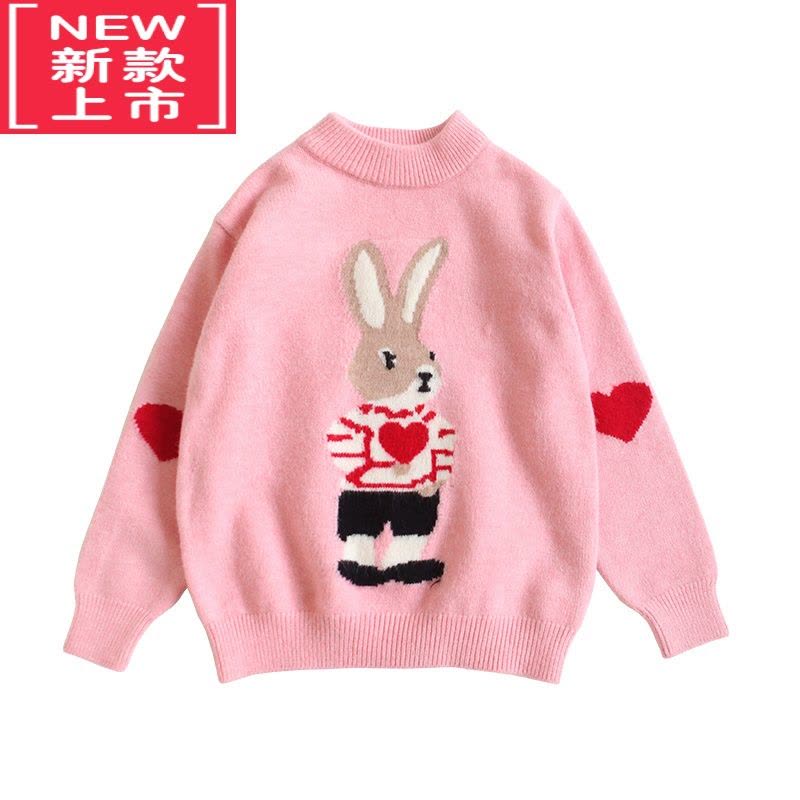 可莉允儿童卡通毛衣秋冬装新款2022中大童冬季加厚打底衫女童圆领针织衫图片