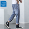 真维斯春夏季九分裤男士轻薄牛仔裤宽松百搭潮流时尚韩版哈伦裤子