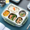 三维工匠饭盒便当盒 上班族日式保温便携食堂餐盒分格成人餐盘不锈钢带盖 [级版]蓝色[成人五格]送304勺子+筷子
