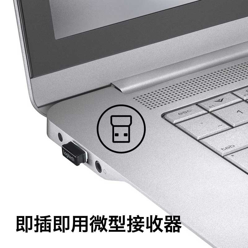 罗技(Logitech)M220 无线鼠标 办公鼠标 对称鼠标 带无线 微型接收器 蓝黑色Y.高清大图