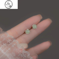 JiMi999银银和田玉耳钉女养耳洞睡觉不用摘耳环高级感耳饰2023新款潮 和田玉耳钉银色