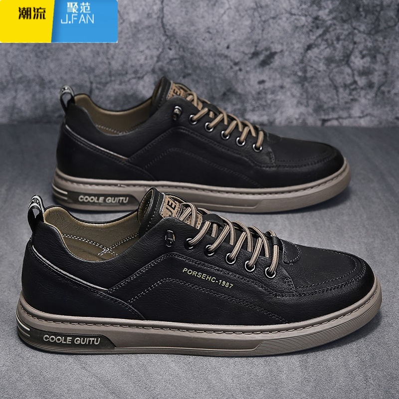 聚范夏季帆布男鞋2024新款百搭男士休闲皮鞋透气运动板鞋工作小白潮鞋高清大图