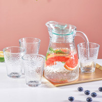 锤纹冷水壶大容量加厚玻璃水壶 锤纹壶5件套